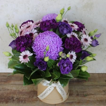 Mesmerising Mauve and Purple Box Arrangement
